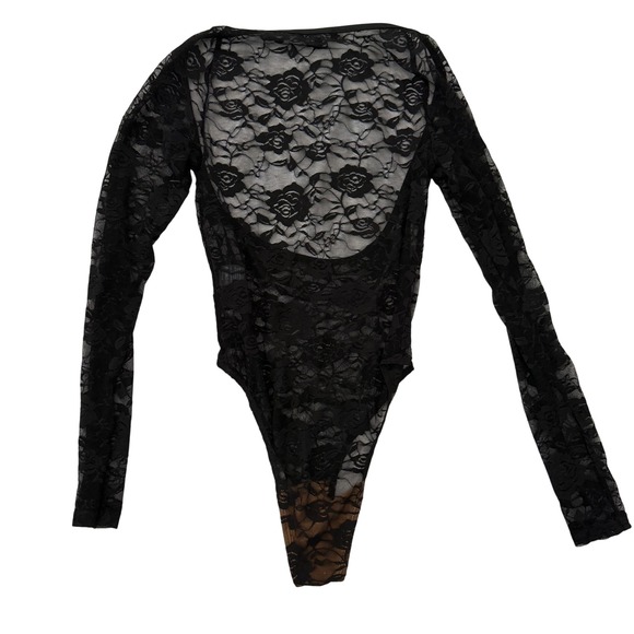 Fashion Nova Womens Lace Fairy Grunge Bodysuit Size S Black Whimsigoth Sheer - Picture 1 of 8